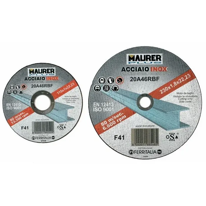 MOLA Abrasiva TAGLIO per ACCIAIO INOX 230X1,9 mm MAURER PLUS