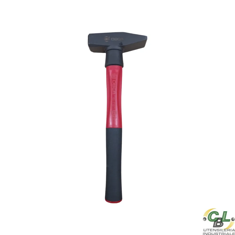 OSCA MARTELLO DA BANCO BREVETTATO TIPO TEDESCO CON COLLARE SALVAMANICO DI SICUREZZA ACCIAIO TRICOMPONENTE NYLON GR.500