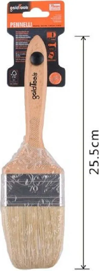 Pennello Piatto 25.5 Cm Con Manico Legno Setole Morbide Pittura Vernice 90207