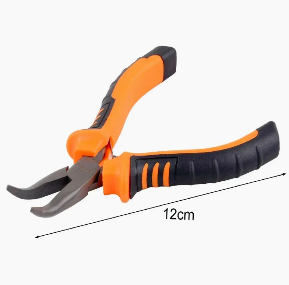 Pinza becco lungo curvo acciaio con impugnatura antiscivolo – 11 cm