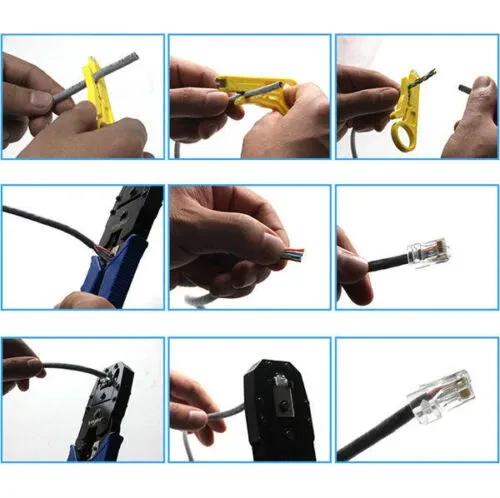 PINZA CRIMPATRICE RJ45 RJ11 RJ12 PER CAVO DI RETE ETHERNET LAN TELEFONO+SPELAFILI