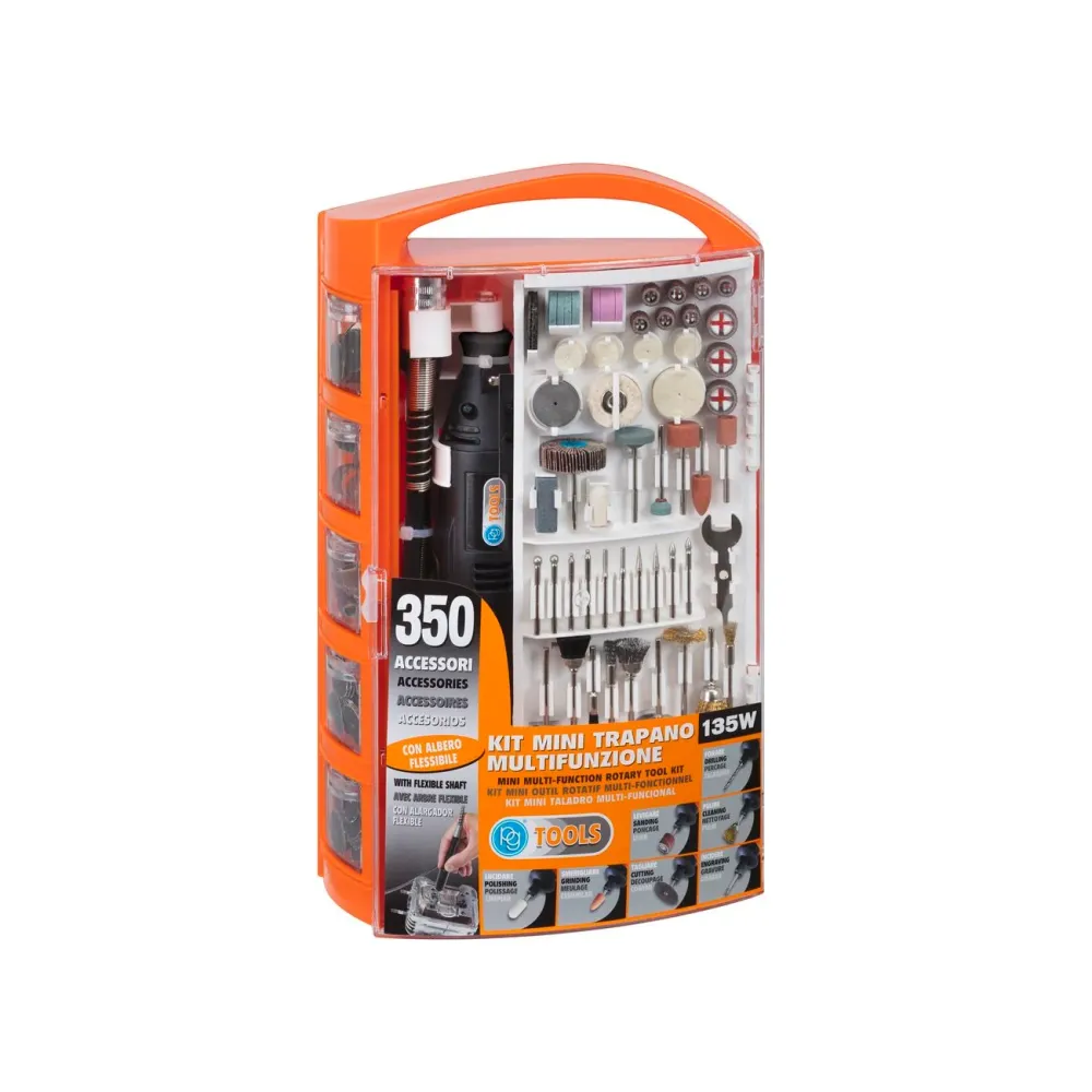 Poggi art.pg138w - Minitrapano con 350 accessori - Compatto e versatile