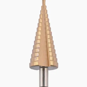 Punta conica scalini HSS con rivestimento titanio – Fresa per trapano diametri 4-30 mm, per acciaio, ottone, rame, allumin...