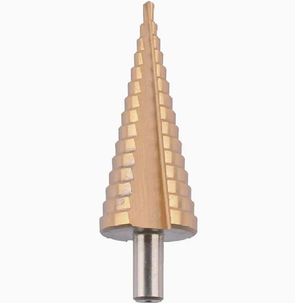 Punta conica scalini HSS con rivestimento titanio – Fresa per trapano diametri 4-30 mm, per acciaio, ottone, rame, allumin...