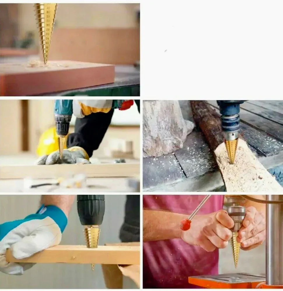 Punta conica scalini HSS con rivestimento titanio – Fresa per trapano diametri 4-30 mm, per acciaio, ottone, rame, allumin...