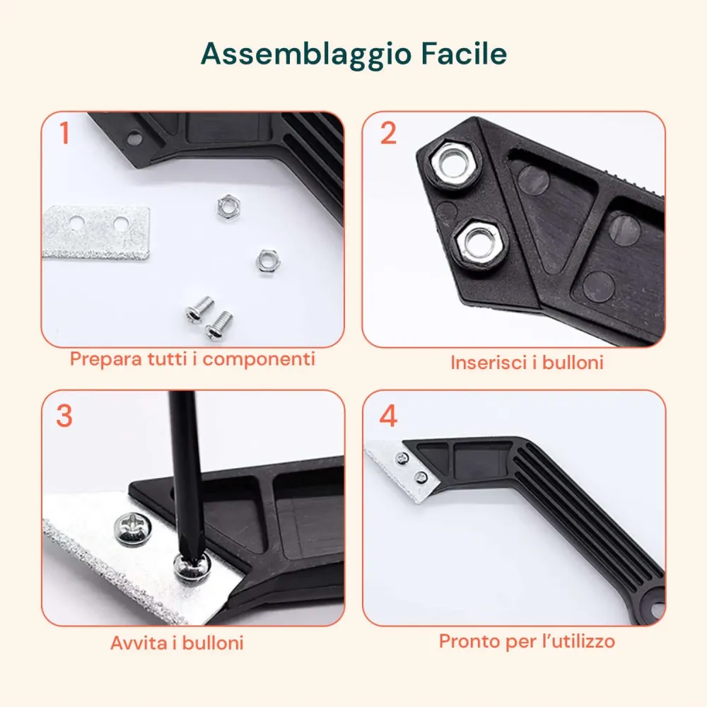 Raschietto Per Fughe Con Testa Angolata E Impugnatura Ergonomica
