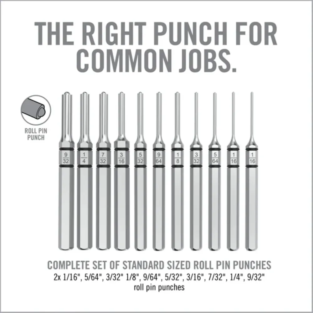 REAL AVID | ACCU-PUNCH 11-PIECE ROLL PIN PUNCH SET - Set di cacciaspine
