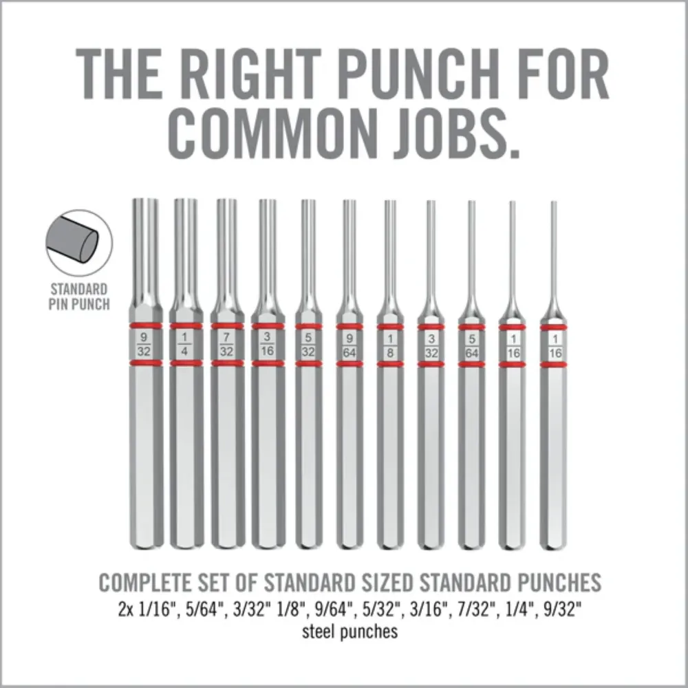 REAL AVID | ACCU-PUNCH 11-PIECE STANDARD PIN PUNCH SET - Set di cacciaspine