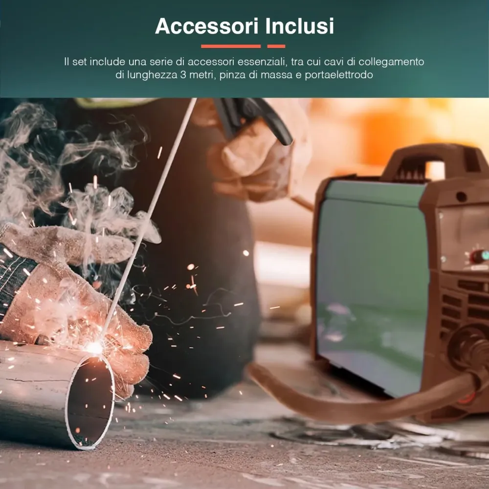 Saldatrice Inverter Ad Elettrodo Mma Corrente Continua Con 5 Accessori