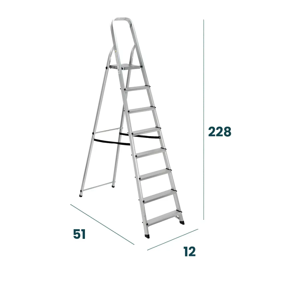 Scala Pieghevole 8 Gradini Alluminio