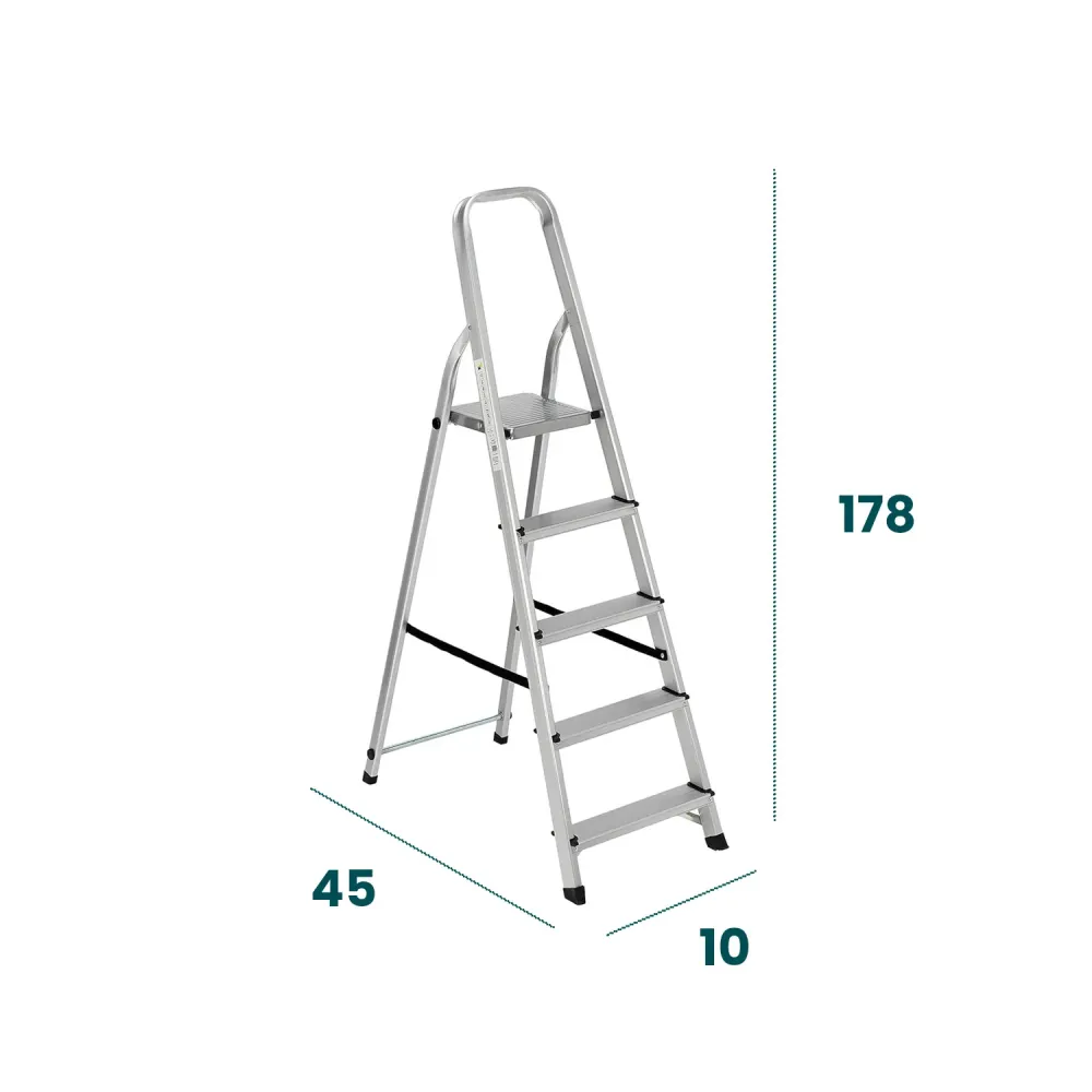 Scala Pieghevole 5 Gradini Alluminio