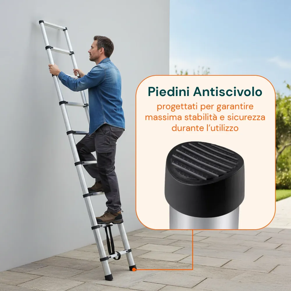Scala Telescopica 7 Gradini Professionale Acciaio – Uso Domestico e Lavoro