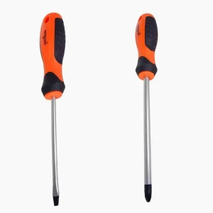 Set 2 cacciaviti da 25 cm per elettricista, testa stella e taglio, con punta magnetica