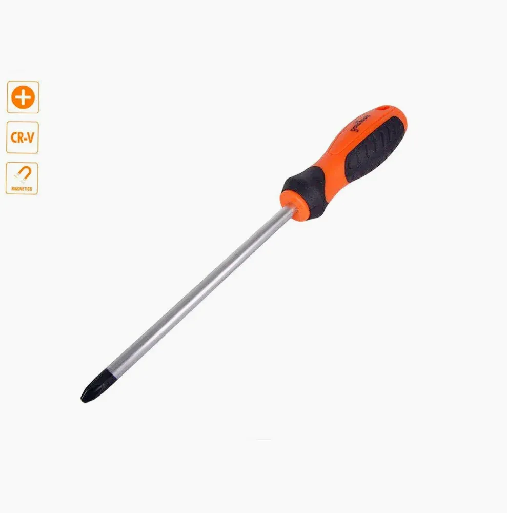 Set 2 cacciaviti da 25 cm per elettricista, testa stella e taglio, con punta magnetica