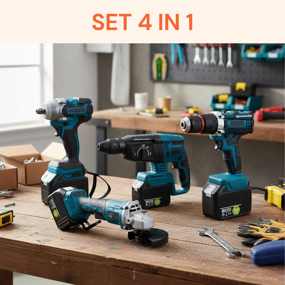 Set Completo per Fai da Te con Avvitatore Batteria e Trapano Percussione Multifunzione