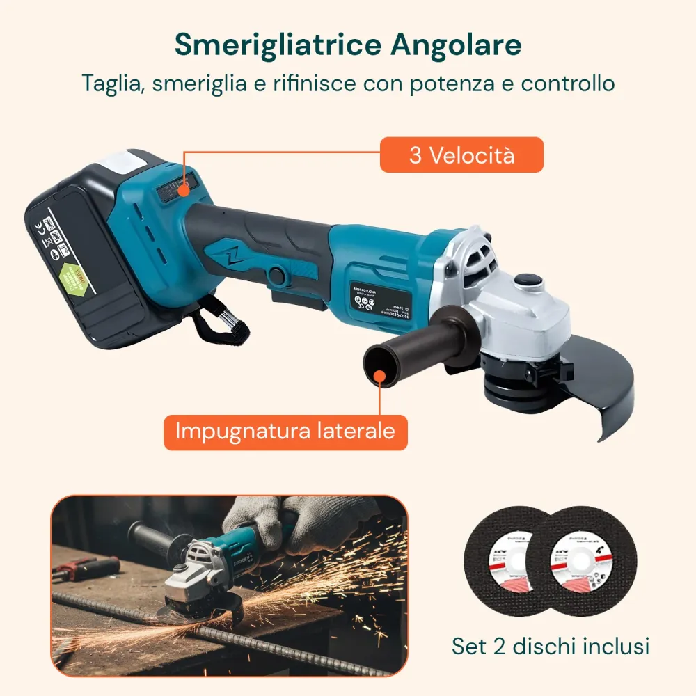 Set Completo per Fai da Te con Avvitatore Batteria e Trapano Percussione Multifunzione