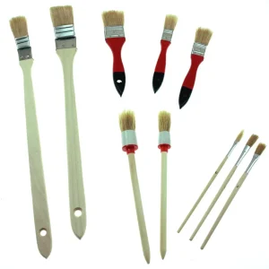 SET DI PENNELLI PIATTI E TONDI 10 pezzi CON MANICO LEGNO BEAST