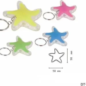 Set 4 Pezzi Mini Torcia Led Portachiavi Forma Di Stella Tascabile 50mm Dt-2145