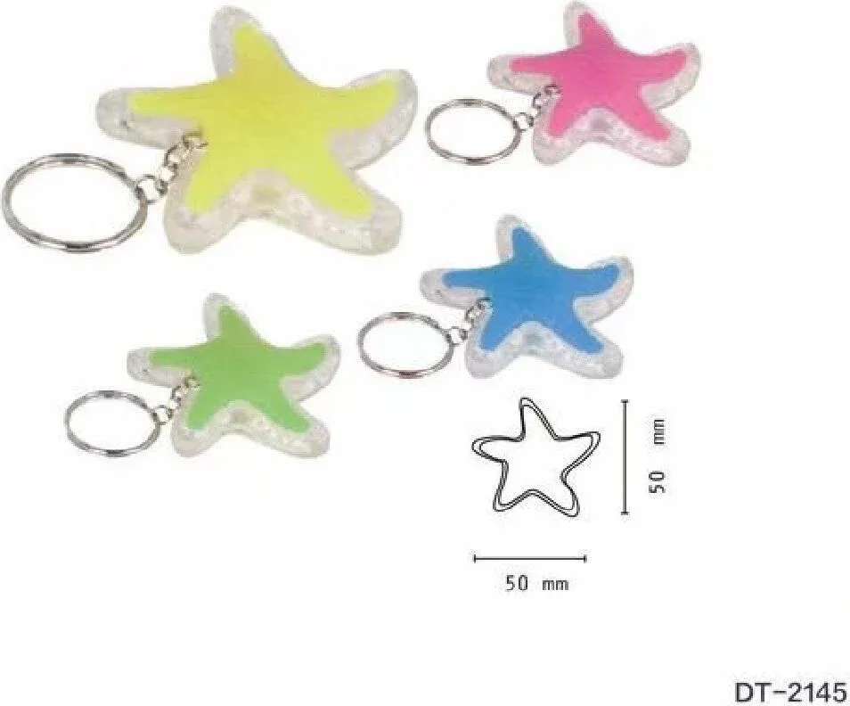 Set 4 Pezzi Mini Torcia Led Portachiavi Forma Di Stella Tascabile 50mm Dt-2145
