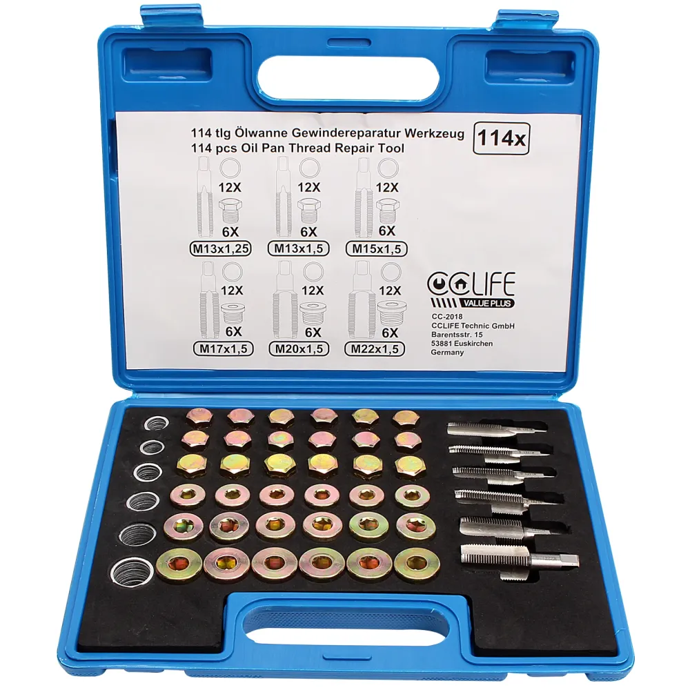 Set di riparazione della filettatura del tappo di scarico dell'olio completo | M13 - M22