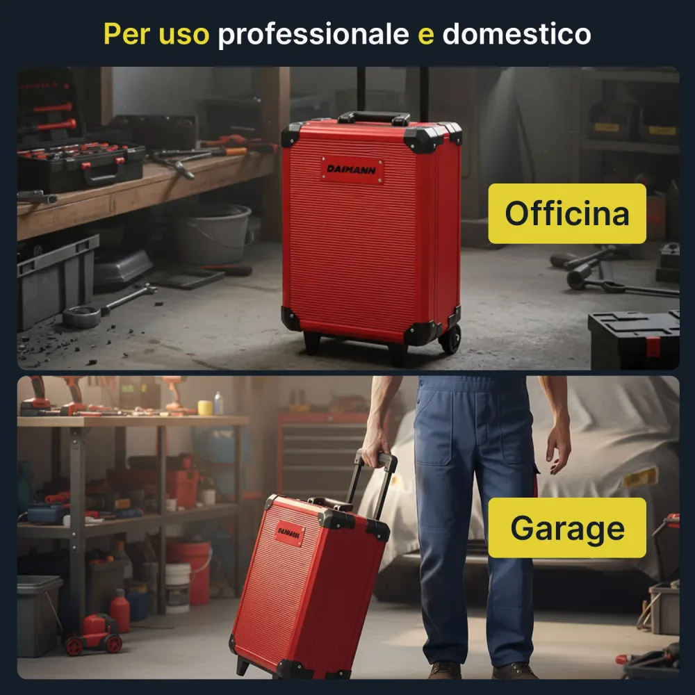 Set Utensili Professionale da 699 Pezzi Valigetta Trolley – CraftyCart Rosso