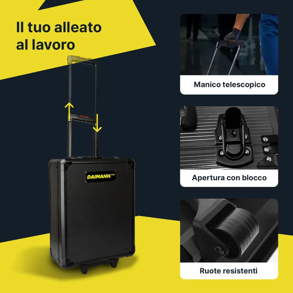 Set Utensili Professionale da 699 Pezzi Valigetta Trolley – CraftyCart Nero