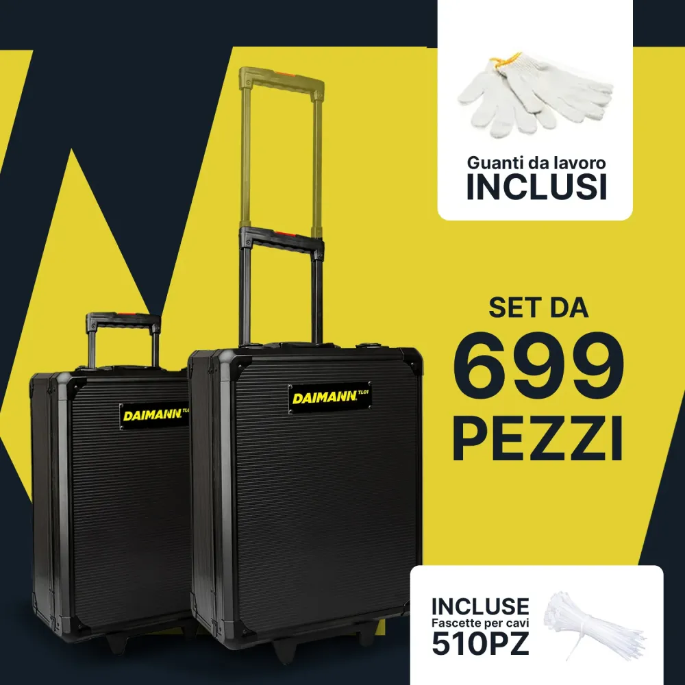 Set Utensili Professionale da 699 Pezzi Valigetta Trolley – CraftyCart Nero