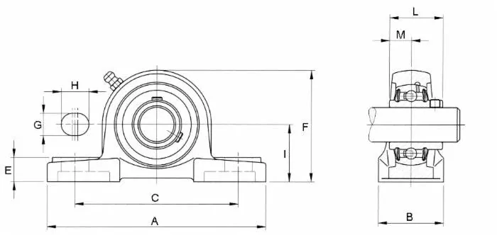 Supporto dritto autoallineante Ama UCP 208 per alberi di Ø 40mm