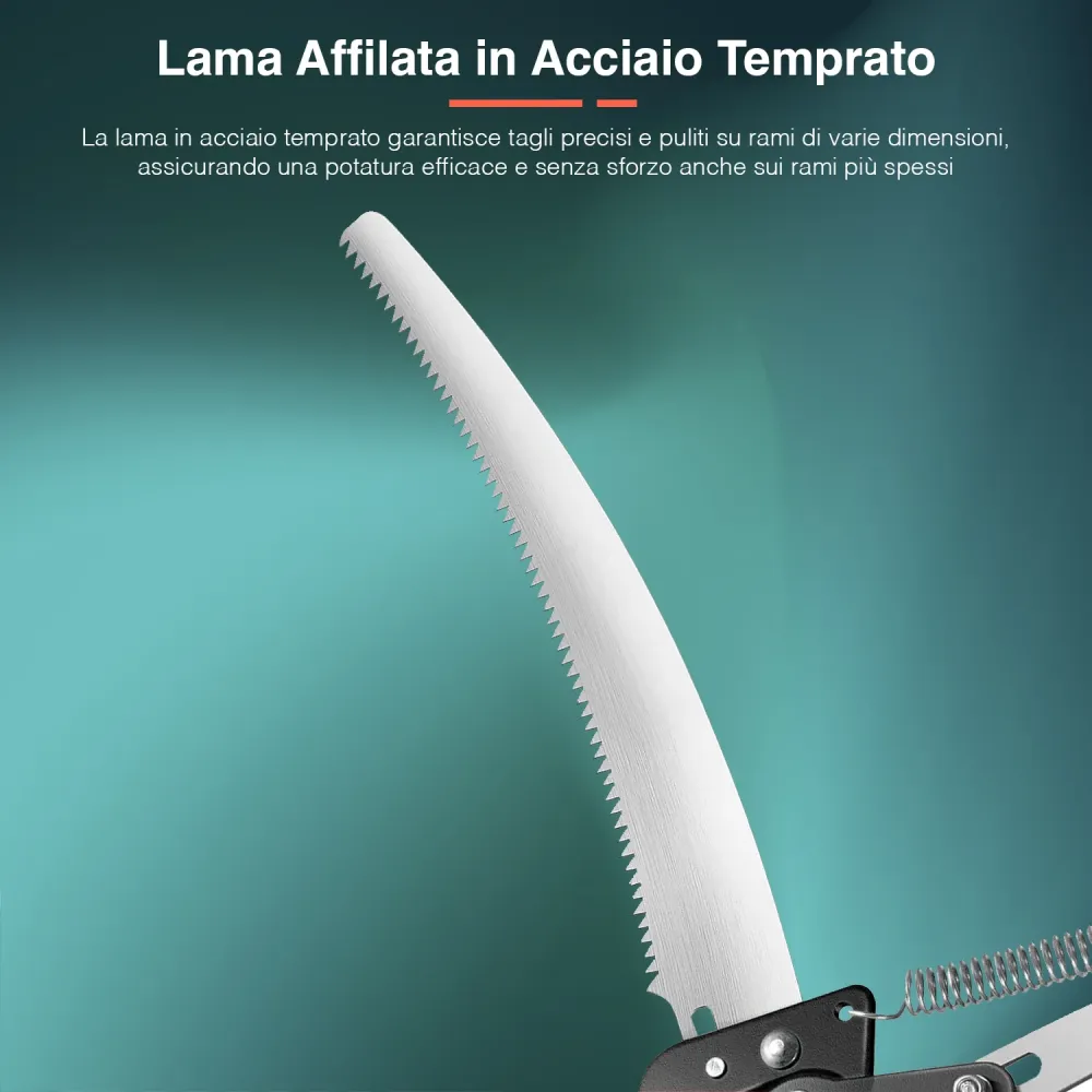 Svettatoio con Asta Telescopica 2,4 m, Sega Acciaio e Corda Nylon