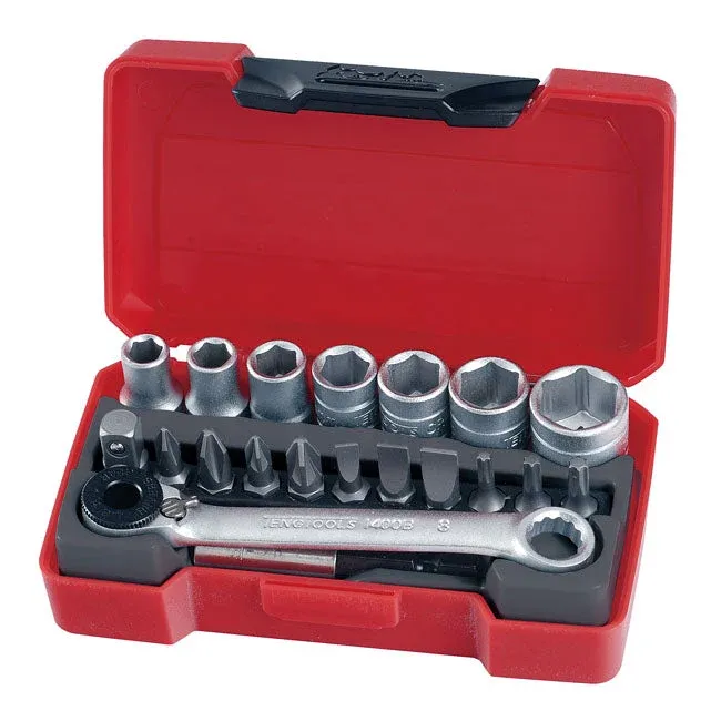 Teng Tools 1/4" Set di bussole e punte metriche
