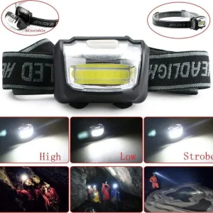 Torcia Frontale Cob Da 3w 110lmn Led Per Trekking Sport Lavoro Ricaricabile