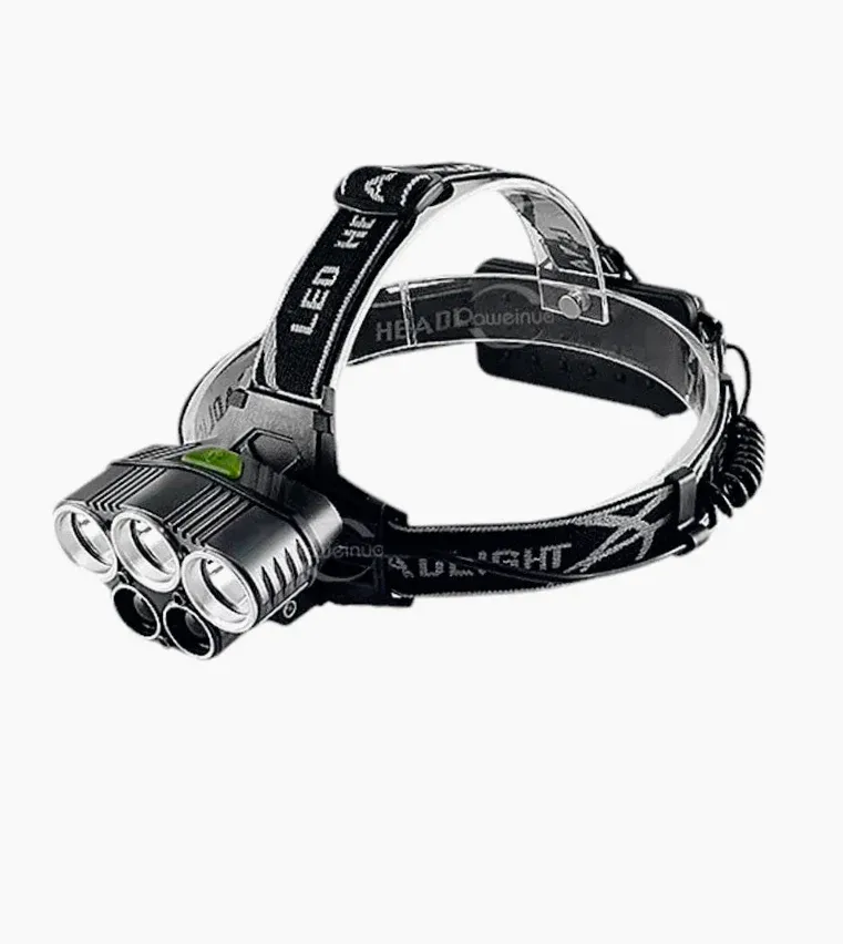 Torcia frontale ricaricabile – 5 LED (3 bianche + 2 blu), 5 modalità di luce
