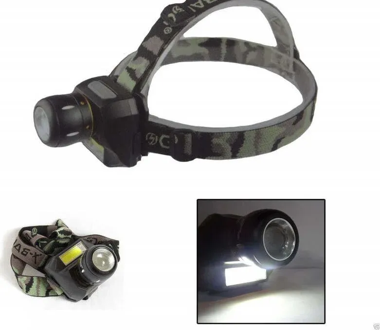Torcia Lampada Frontale 2 Led Cree Cob Ricaricabile 2 Luci Bl-6916a