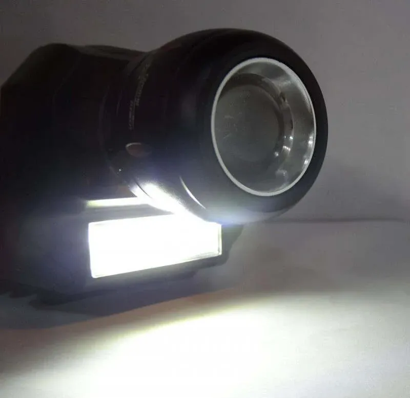 Torcia Lampada Frontale 2 Led Cree Cob Ricaricabile 2 Luci Bl-6916a