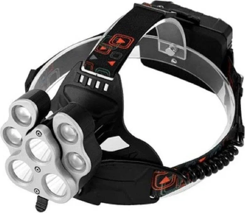 Torcia Lampada Frontale 7 Led Ricaricabile Pesca Grotte Fascio Luce Bianca