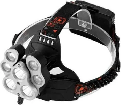 Torcia Lampada Frontale 7 Led Ricaricabile Pesca Grotte Fascio Luce Bianca