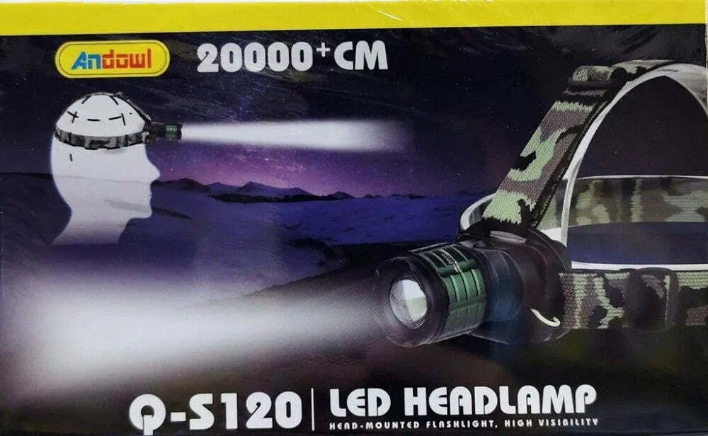 Torcia Lampada Frontale Led Da Testa Ricaricabile Notturna Campeggi Pesca Q-s120