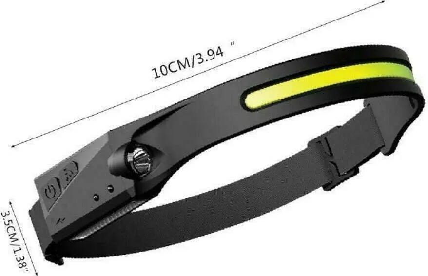 Torcia Lampada Frontale Ricaricabile Led Cob 350lm Con Sensore Di Movimento