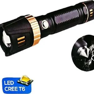 Torcia Led Elettrica Ricaricabile Alta Potenza Martelletto Rompi Vetro Auto Casa