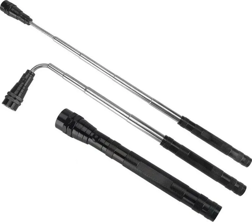 Torcia 3 Led Luce Bianca Manico Telescopico Minitorcia Testa Snodabile Girevole Gloriashoponline