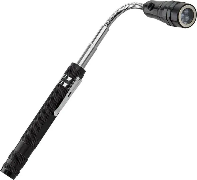 Torcia 3 Led Luce Bianca Manico Telescopico Minitorcia Testa Snodabile Girevole Gloriashoponline