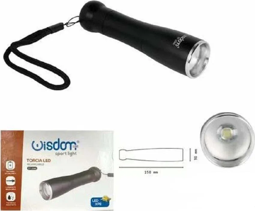 Torcia Led Ricaricabile Luce Led Chip Xpe Luminosita Regolabile Gancetto Dt-2086