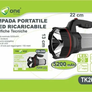 Torcia Led Ricaricabile Tekone Tk2668 Portatile 5200mah 20 Led Luce