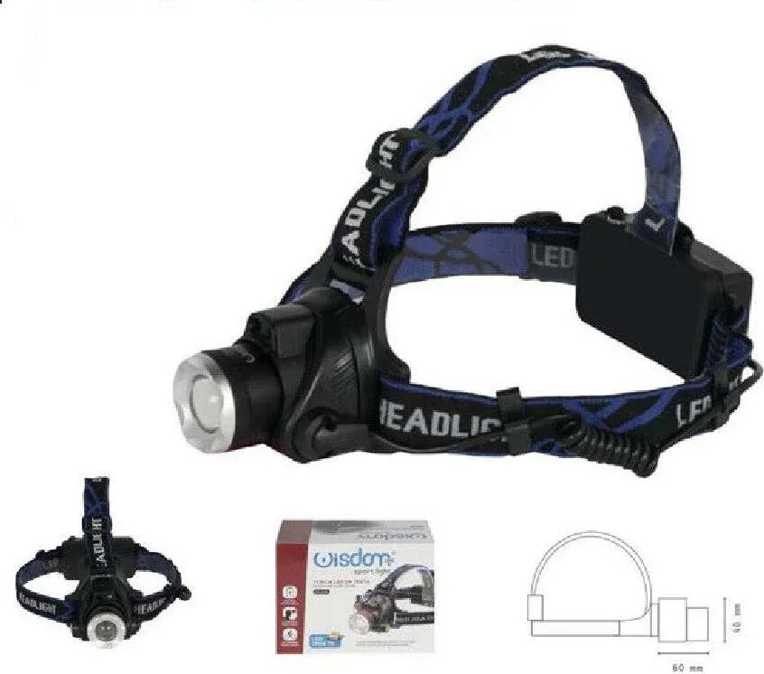 Torcia Led Da Testa Frontale Ricaricabile Induzione Cree T6 Regolabile Dt-2169