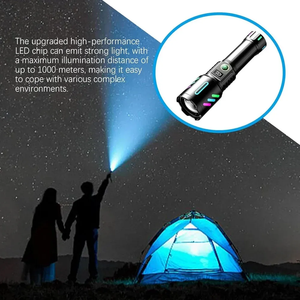 Torcia Ricaricabile Elettrica Ad Alta Luminosità Led 5 Modalità Impermeabile