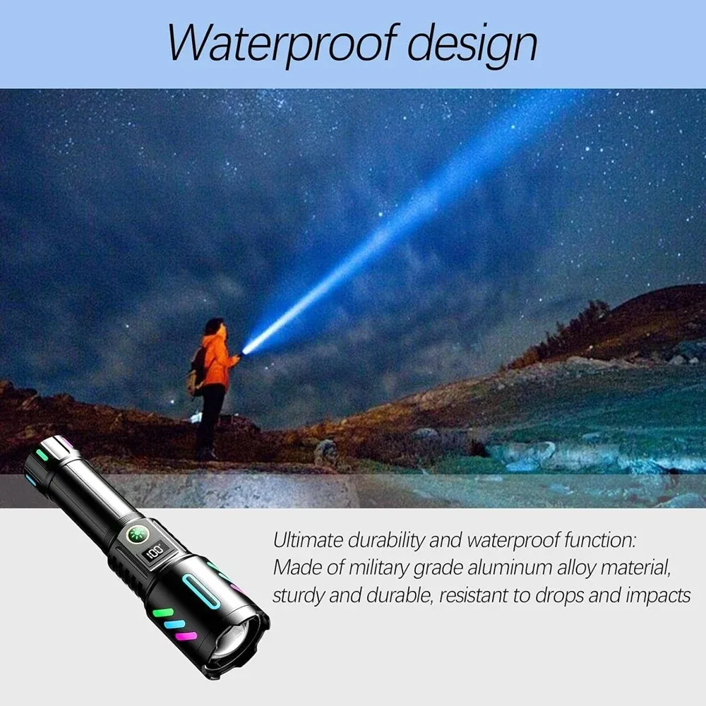 Torcia Ricaricabile Elettrica Ad Alta Luminosità Led 5 Modalità Impermeabile