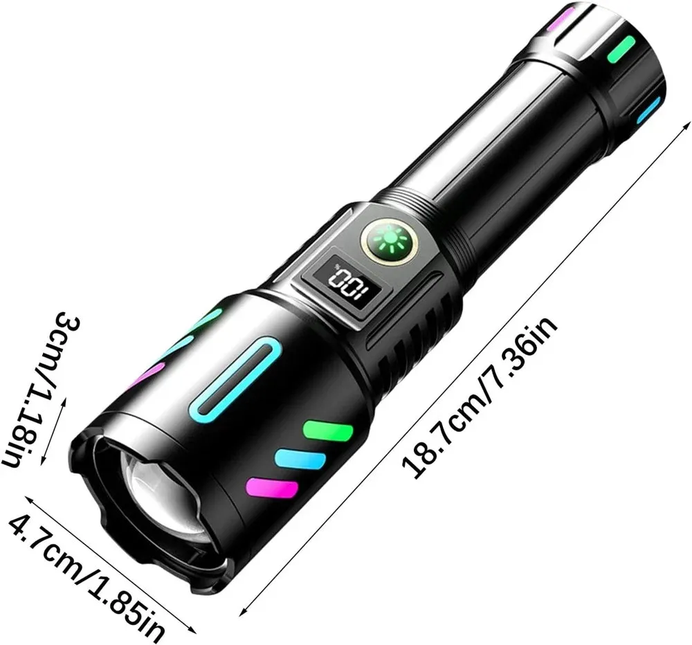 Torcia Ricaricabile Elettrica Ad Alta Luminosità Led 5 Modalità Impermeabile