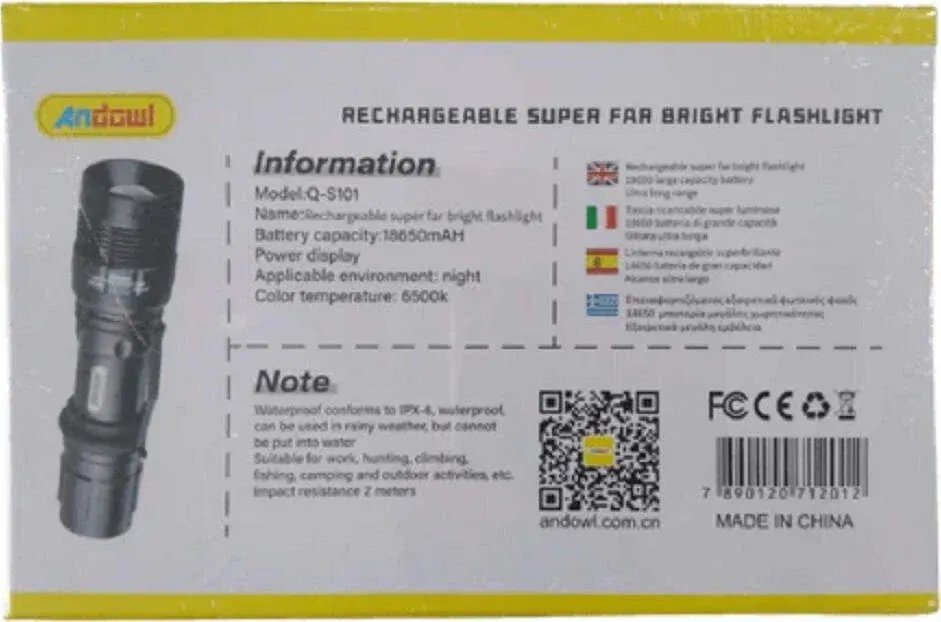 Torcia Ricaricabile Super Potente Per Camping Pesca Notturna Caccia 30w Q-5101