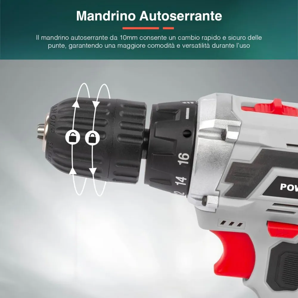 Trapano Avvitatore 12v Con Batteria 1300 Mah Con Valigetta E 135 Accessori