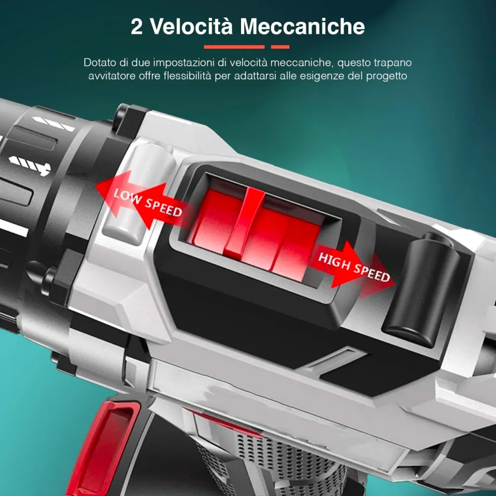 Trapano Avvitatore 12v Con Batteria 1300 Mah Con Valigetta E 135 Accessori